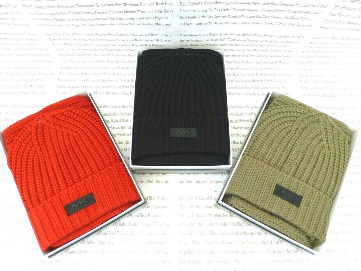 MICHAEL KORS Rib Knit Turn-up Beanie Scarf Gift Set Mens Asst 2in1 BNIB  Rp£120
