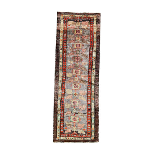 VINTAGE KAZAK RUNNER, HAND MADE HALLWAY WOOL CAUCASIAN RUG CARPET 9'4" X 3'3"