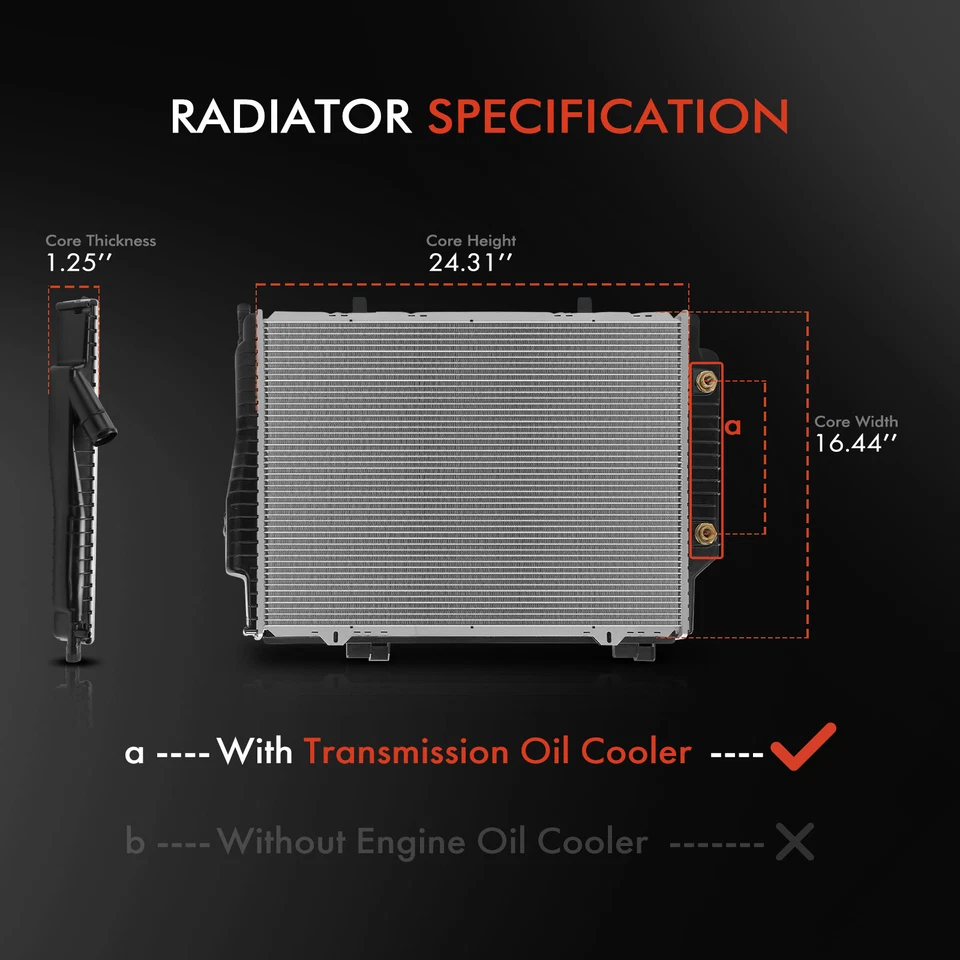 Radiador con enfriador de aceite de transmisión para Mercedes-Benz C43 AMG SLK32 AMG Chrysler Foto 2 de 4