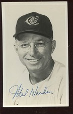 1950's Cleveland Indians Photo Baseball Postcard Mel Harder Autographed Hologram