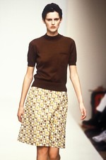 Prada Vintage Archive Spring 1996 Green Brown Tile Print Wrap Skirt 38 Runway