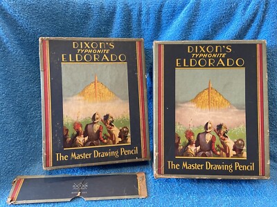 Vintage Lot of 2 DIXON'S ELDORADO DRAWING PENCIL Box Lids 2B & 5H AS IS