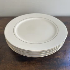 Linens N Things White Gold Banded Dinner Plates 10 3/4" Lot Of 4