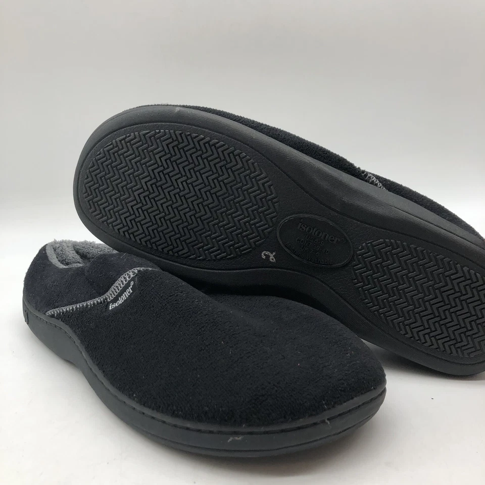 Zapatos sin cordones Isotoner de piel microterry para hombre, negros, talla 8-9 Foto 4 de 4