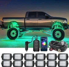 MICTUNING C3 RGBW LED Rock Lights Kit- 12 Pods Wireless Control Underglow Lights