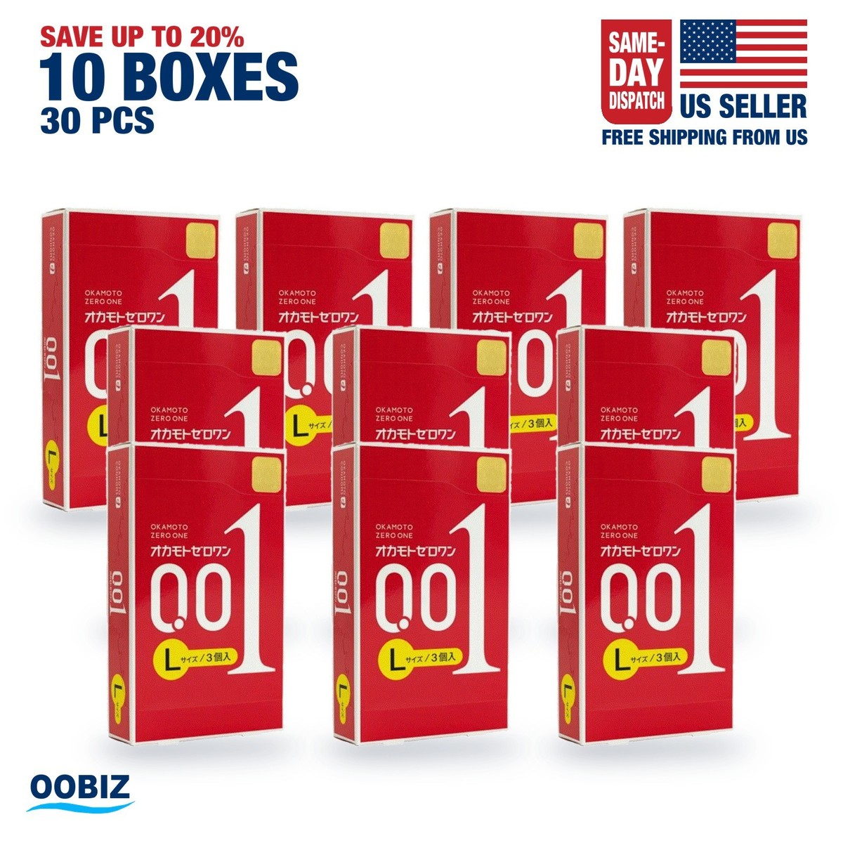 Okamoto 001 0.01mm Non-Latex Condoms 3pcs x 10 Boxes - Choose Type