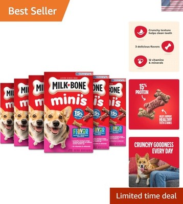 Wholesome 15oz Treats for Dogs - Beef, Chicken & Bacon Flavor Snacks Pack of 6