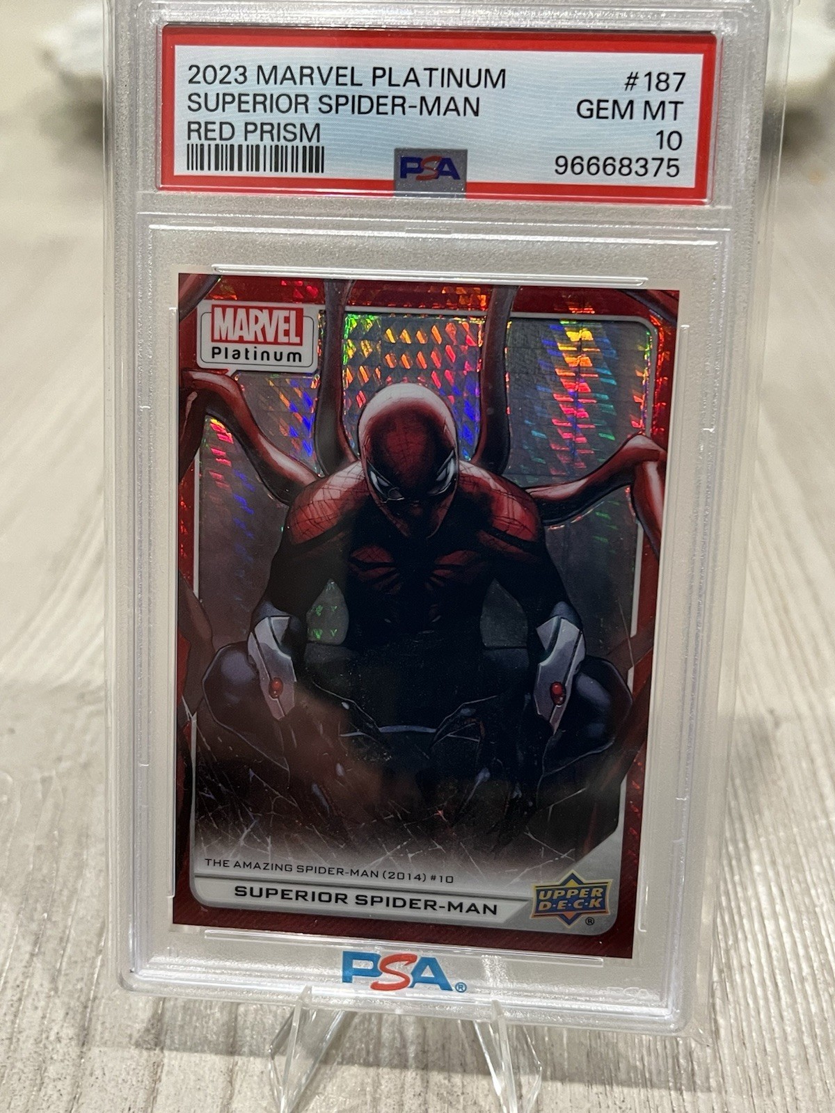 2023 Upper Deck Marvel Platinum Superior Spider-Man Red Prism /199 PSA 10