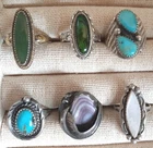 6 VINTAGE SOUTHWESTERN RING LOT TURQUOISE ONYX NATIVE AMERICAN 3 STERLING SILVER