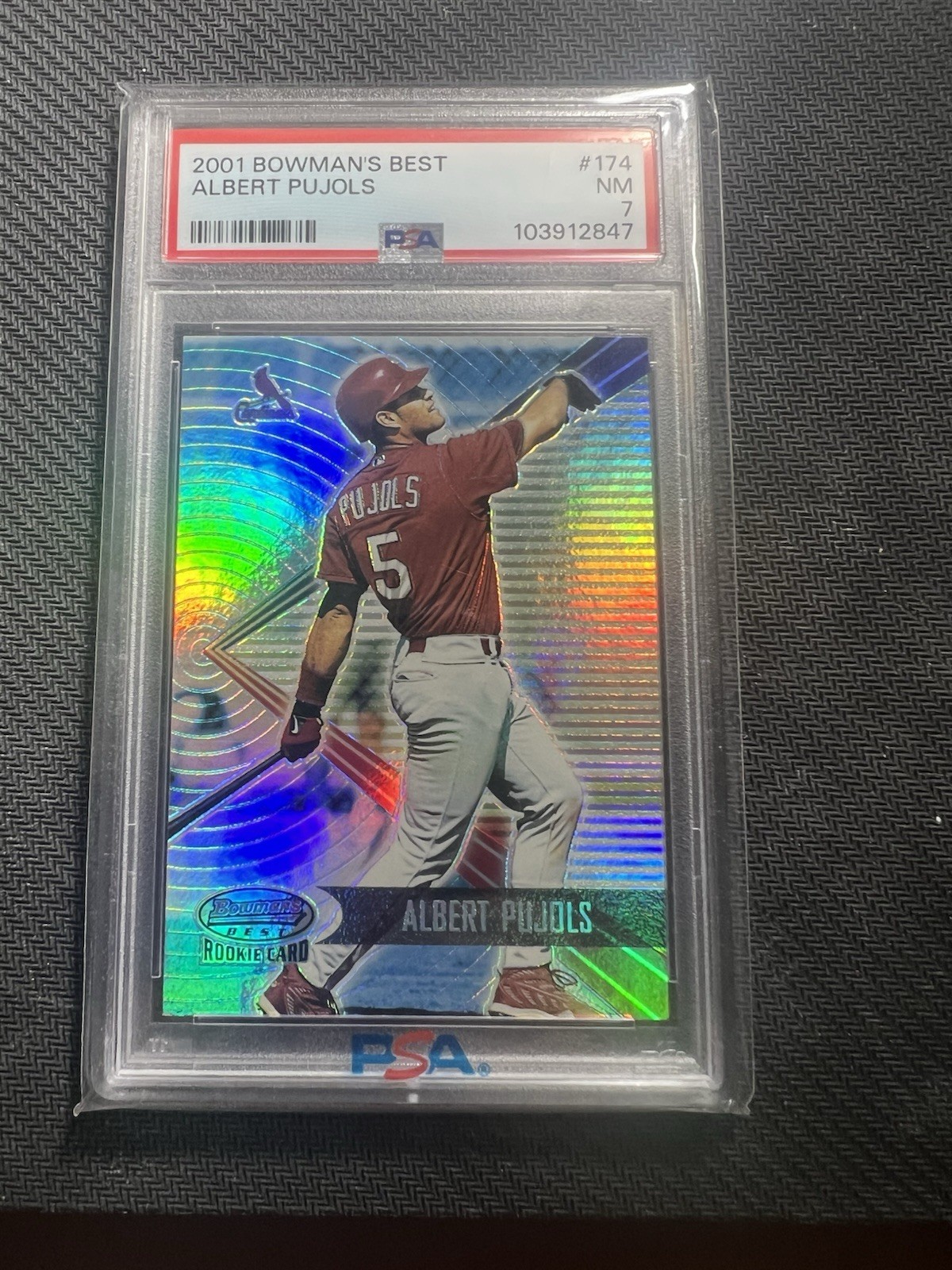 Albert Pujols 2001 Bowman's Best #174 Rookie Card RC #’d/2999 Cardinals PSA 7 NM