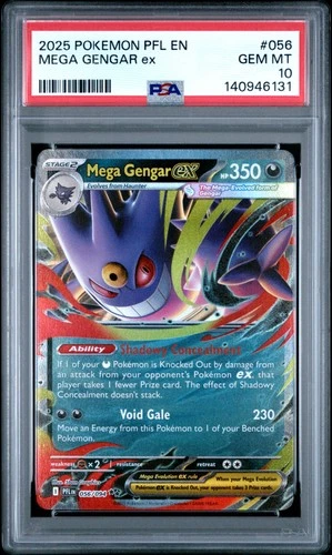 2025 POKEMON PFL EN-PHANTASMAL FLAMES #056 MEGA GENGAR EX PSA 10