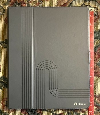 Holimet iPad case, 11  x 9 , gray, magnetic, vegan leather, pencil holder