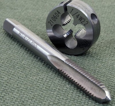 Mauser trigger guard screws, tap & die set 1/4 inch x 22 TPI Whitworth