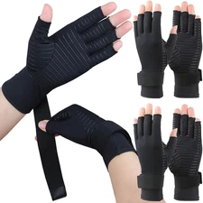 2 Pairs Copper Arthritis Gloves for Carpal Tunnel Pain Relief, Compression Glove