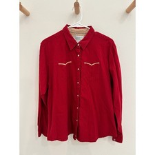 Vintage Wrangler Blues Kids Red Western Snap Shirt Long Sleeve Pearl Snap XXL