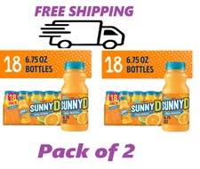 (PACK OF 2) SUNNYD Tangy Shelf Stable Orange Juice Drink, 18 Count, 6.75 fl oz