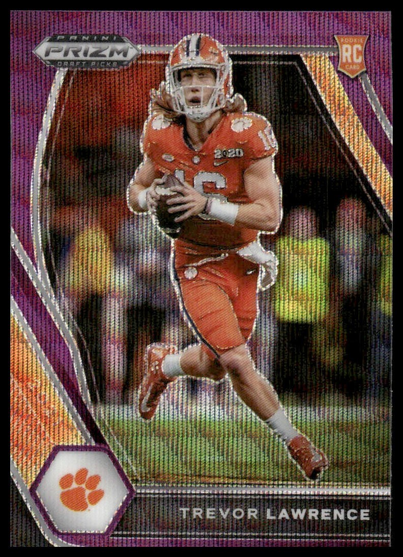 2021 Panini Prizm Draft Picks #106 Trevor Lawrence Rookie Purple Wave Clemson