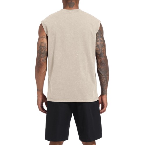 Mens Cotton Workout Gym Tank Top Sleeveless Cut Off Muscle Shirts Acid Wash T... - Picture 4 of 7