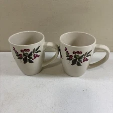 2Pc California Pantry Classics Ceramic Olives & Branches Coffee Mugs  4.5" Tall