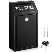Safe Cash Box Money Collection Metal Donation Box with Lock Wall Mount Pre Dr...