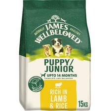 15kg James Wellbeloved Puppy / Junior Dry Dog Food Rich in Lamb & Rice 4.15 per kilo