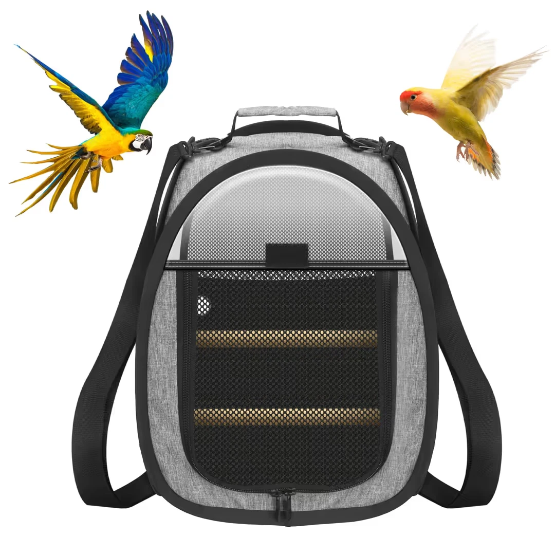 Small Bird Travel Carrier Transparent Breathable with Perch & Tray – Transparent