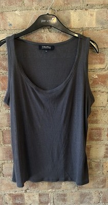 S Max Mara Damen Geripptes Tanktop mit Verzierungen Gr. XL 46'' 100% Seide