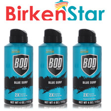 3 Pack NEW Bod Man Blue Surf by Parfums De Coeur Body Spray 4 oz Each for Men