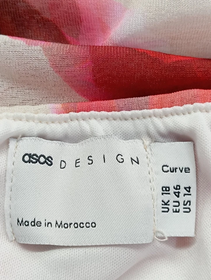 ASOS Vestido de cóctel Mujeres Vestido Talla EU 46 rojo-blanco elegante - Imagen 4 de 4