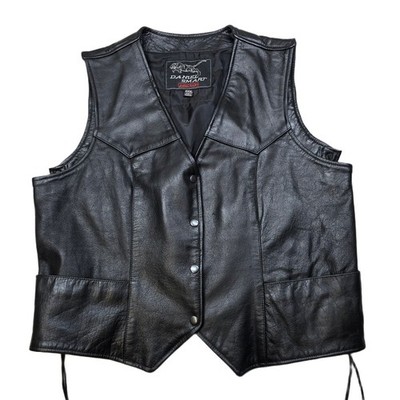 Echtes Leder Daniel Smart Leather Vest Womens 3XL Black Motorcycle Biker Lace