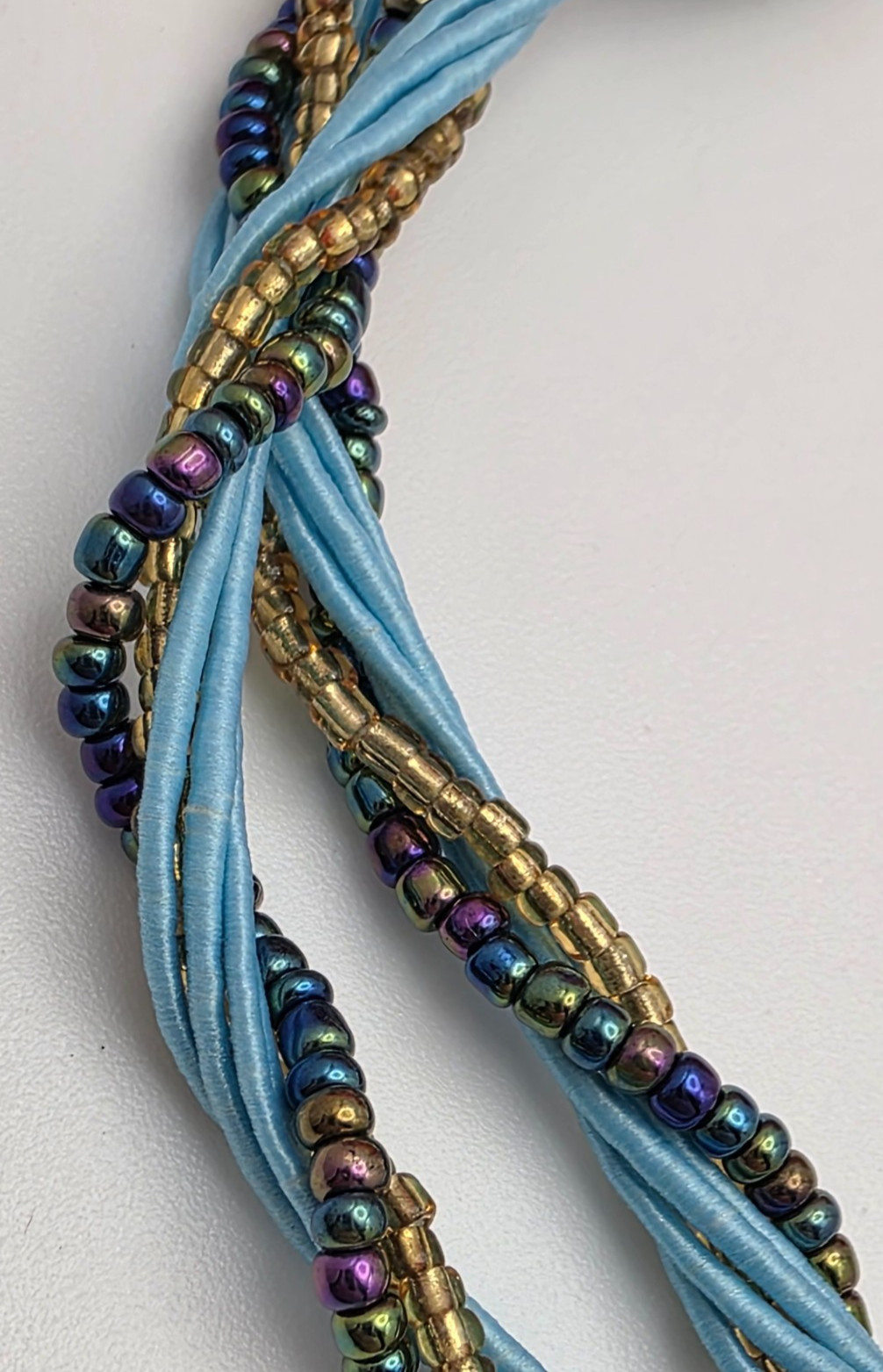 Celestial Crescent Moon Statement Necklace Blue C… - image 5