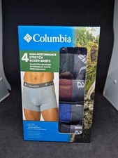 Columbia Mens Performance Stretch Boxers 4 Pack Briefs- Size Medium 32-34