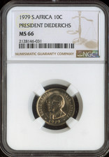 1979 South Africa 10 Cents NGC MS66 Presidents Diederichs Quality