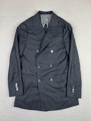 Suitsupply Suit Jacket Mens 30R Gray Wool Herringbone Double Breasted La Spalla