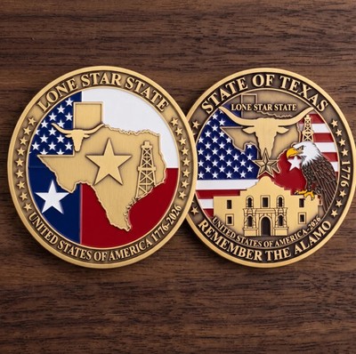 Texas 250th Anniversary Coin 1776-2026 Remember Alamo Lone Star Challenge Coin