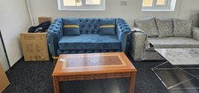 Image of Bronte Velvet Chesterfield Sofa Bed, 3-Seats/Double Bed - Navy Blue (SOF095)