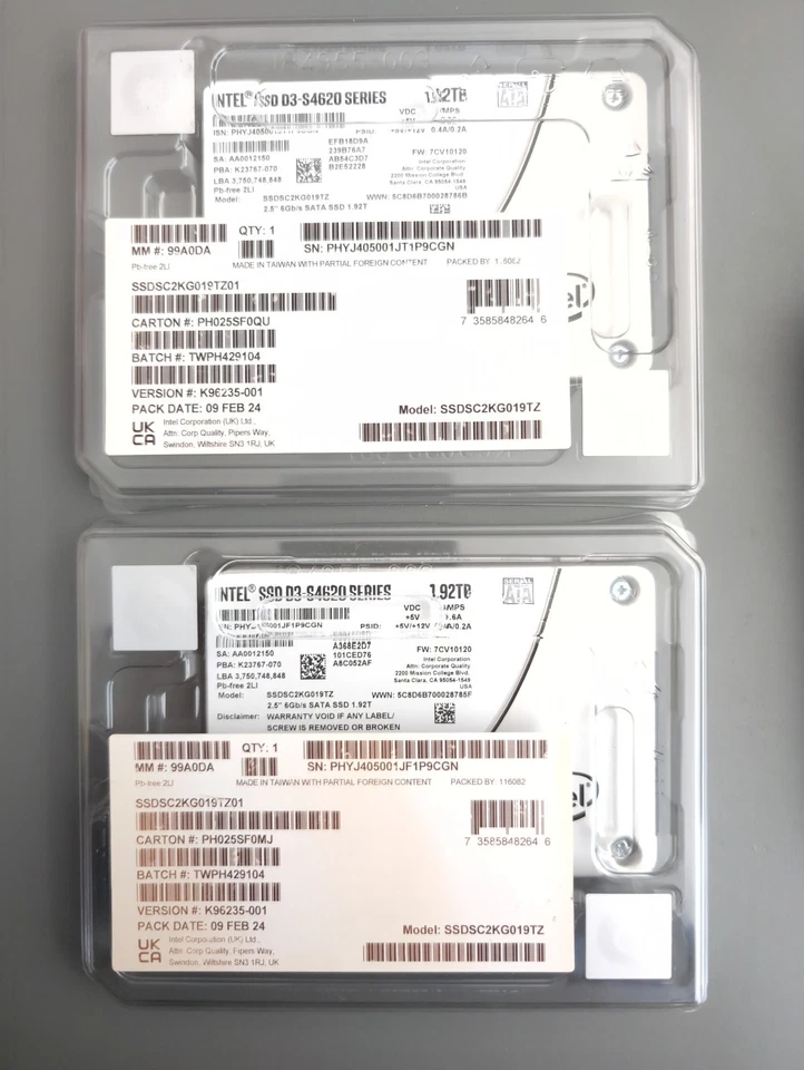 Intel D3-S4620 SATAIII 1.92TB SSDSC2KG019TZ01 2.5inch SSD