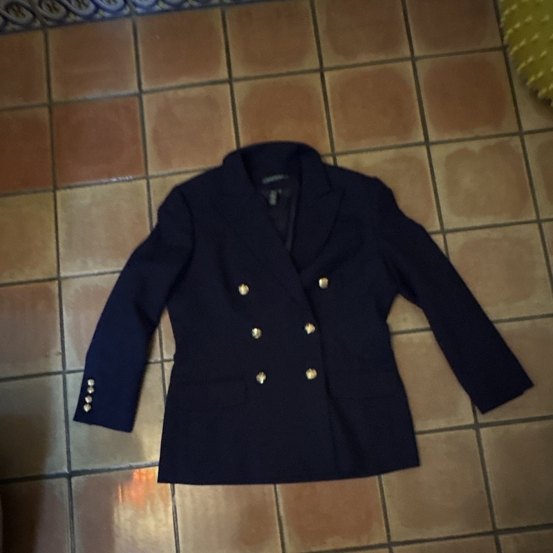 Lauren Ralph Lauren Women's Navy Wool Peacoat Double-Breasted Gold Buttons Sz 8