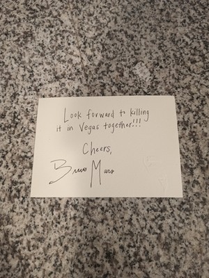 Bruno Mars Autographed Las Vegas Card