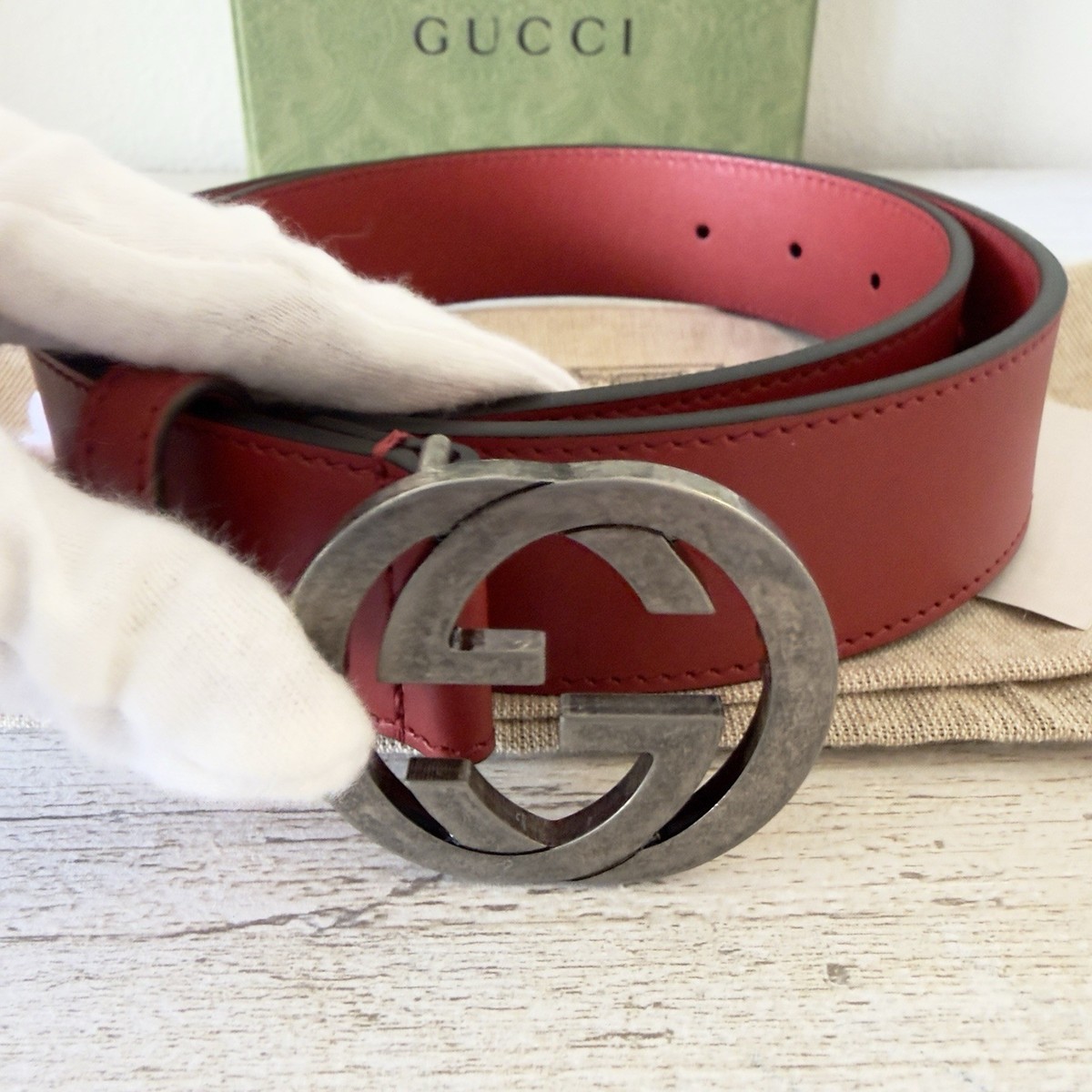 Auth Gucci Interlocking G Belt #303085G27B Gucci Black Interlocking G Belt (Size 30-32 Men main image 2