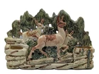 Vtg 1950s McCoy Triple Fawn/Deer Planter Vase Green Brown 12 X 8 X 5 in. V. Good