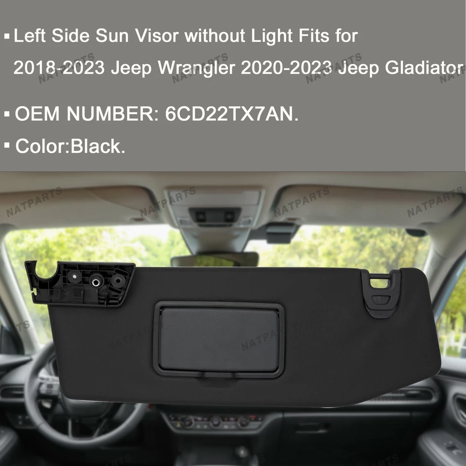 Left Sun Visor W/O Light for18-23 JeepWrangler 20-23 JeepGladiator 6CD22TX7AN - Image 2 of 4