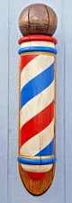 Wooden Barber Pole Made Of Oak Over 40 Years Ago - Antique Looking 1800s Style