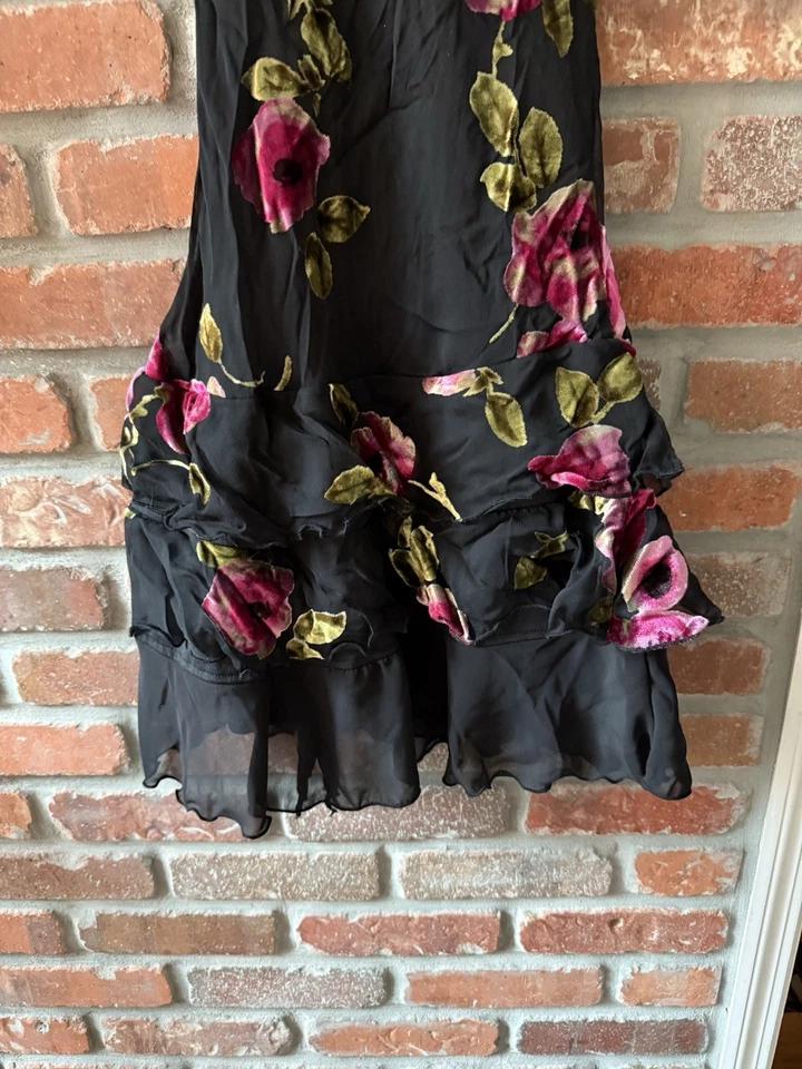 Vestido Emily West Niños Niñas Negro Floral Rosa Terciopelo Burnout Fiesta Talla 14 Niñas Foto 3 de 4