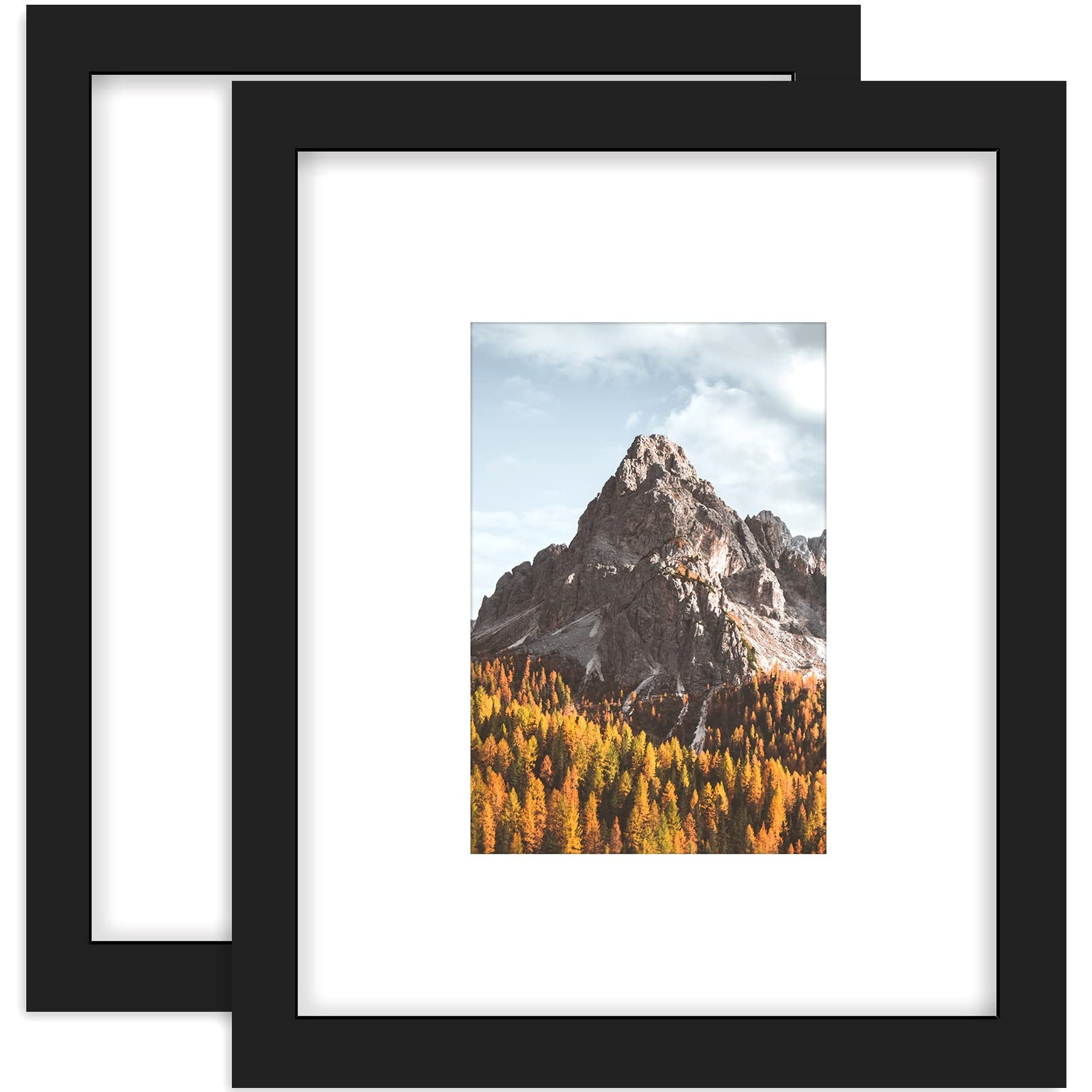 Picture Frames 8x10 Black 2 Pack Nature Solid Wood for Wall Mounting and Tabl...-image