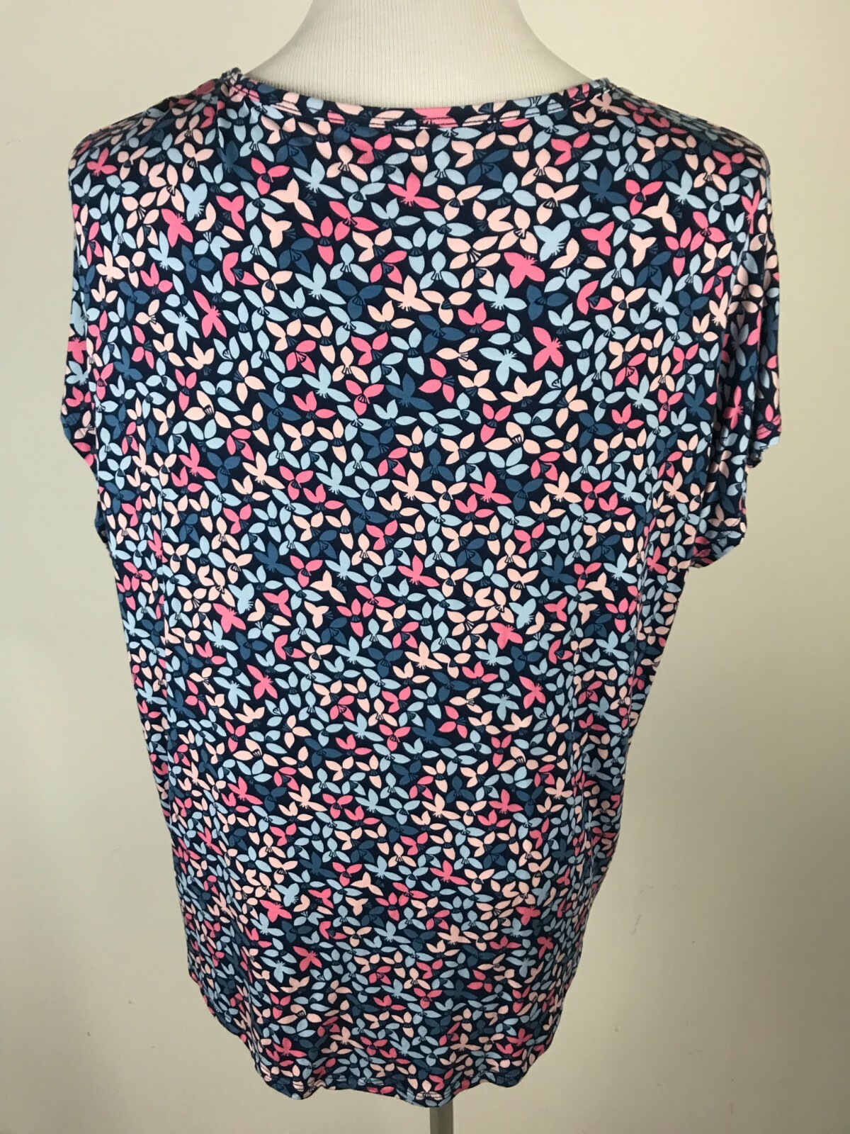 LANDS' END Petites S/S Soft 'UNeck FLORAL Jersey TShirt' XLP, Blue