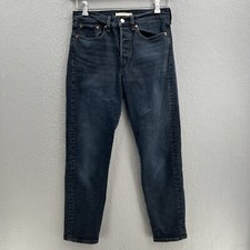 Levi  s Premium Wedgie Black Jeans Womens Sz 27 High Rise Crop Big E Button Fly