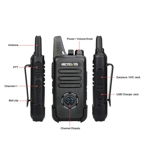 2Pack Retevis RT22S UHF Walkie Talkies Two Way Radios VOX Squelch Outdoor/School - Zdjęcie 6 z 12
