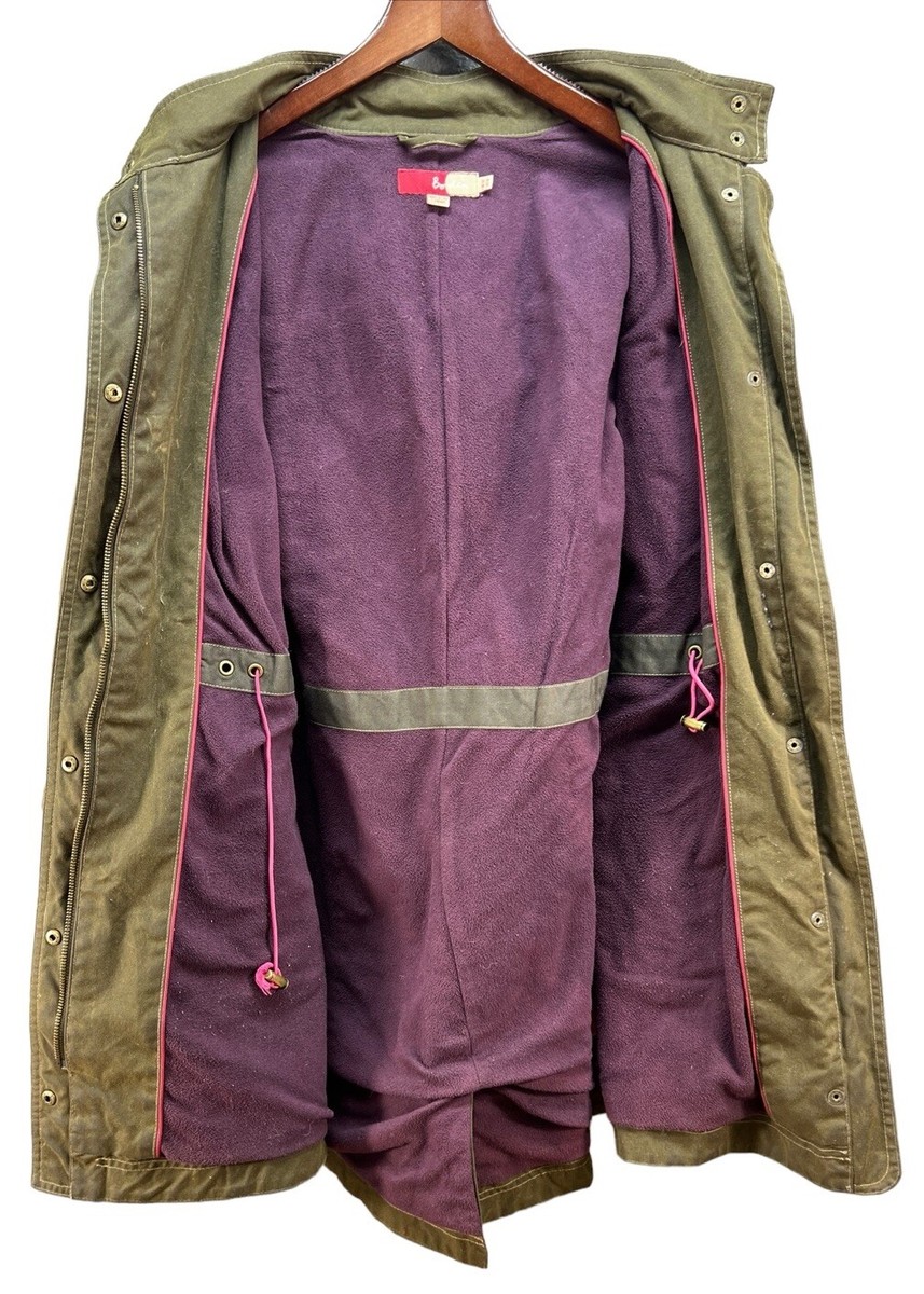 Boden Green Utility Waxed Hooded Jacket Purle Fleece Lined Boden Green Utility Waxed Hooded Jacket Purle Fleece Lined