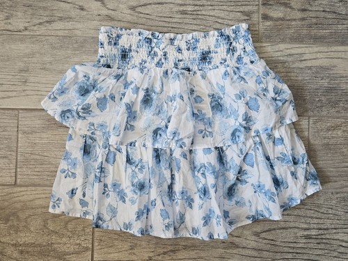 Girls Art Class Skirt Smocked Waist Stretch Floral Blue & White Size XL 14 - Picture 6 of 9